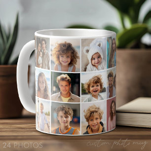Taza De Café Colaje de 24 fotos - Cuadrícula mínima blanca