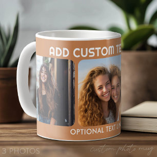 Taza De Café Colaje de 3 fotos con 2 lugares para texto