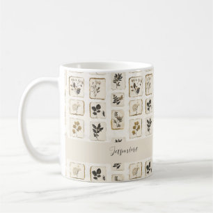 Taza De Café Colaje de Flor Prensada Nombre Botánico Farmhouse