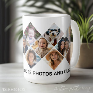 Taza De Café Colaje de Fotos - 13 Fotos Patrón de Diamante en T
