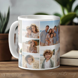 Taza De Café Colaje de Fotos - 13 Imágenes Cuadrícula Mínima Mo