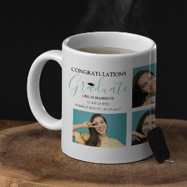 Taza De Café Colaje de Fotos de Graduado Felicidades