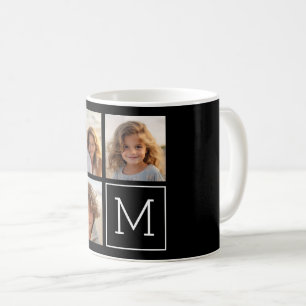 Taza De Café Colaje de Fotos de Moda en Blanco y Negro con Mono