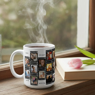 Taza De Café Colaje de Fotos en Tira de Película Personalizado
