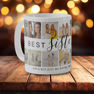 Taza De Café Colaje de fotos moderno 'Mejor hermana del mundo'