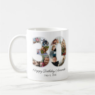 Taza De Café Colaje de Fotos Número 30 - Cumpleaños 30