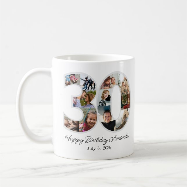 Taza De Café Colaje de Fotos Número 30 - Cumpleaños 30 (Izquierda)