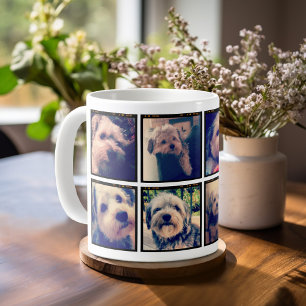 Taza De Café Colaje de fotos personalizado con 8 fotos cuadrada