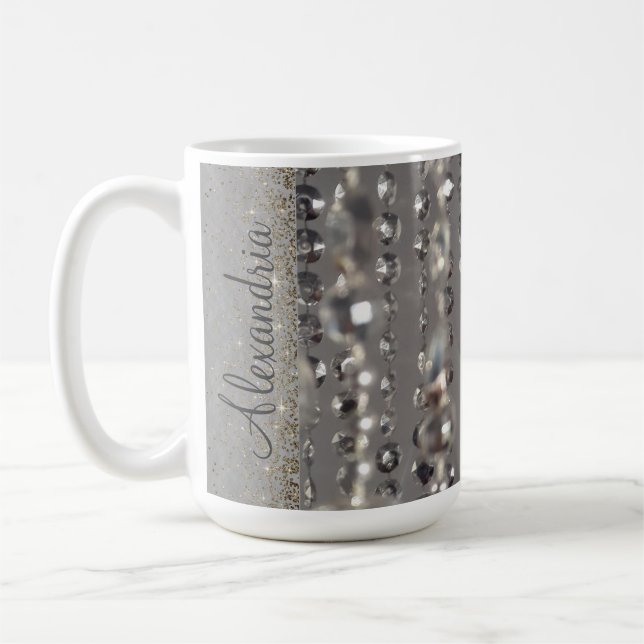 Taza De Café Colas de plata Purpurinoso Glam Personalizadas (Izquierda)