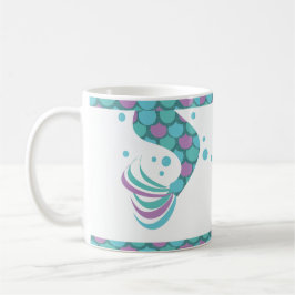 Taza De Café Colas de Sirenas Brillantes Rayas Escamas