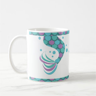 Taza De Café Colas de Sirenas Brillantes Rayas Escamas