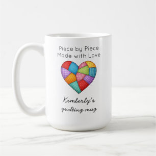 Taza De Café Colcha Corazón de Patchwork Colorido Costura