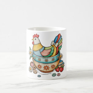 Taza De Café Colcha de pollo acolchada de gallina vintage patch