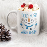 Taza De Café Cold Nose Warm Heart, Cute Snowman<br><div class="desc">Lindo de Taza Navideña con la imagen de un lindo muñeco de nieve en colores azul y blanco con la frase " COLD NOSE WARM HEART" este diseño es ideal para regalar a ese ser querido en esta navidad. No lo piense Y adquiera este lindo diseño de taza navideña ahora....</div>