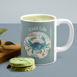 Taza De Café Colección bohemiana de la vida del cangrejo azul