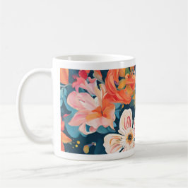 Taza De Café Colección de arte digital floral floreciente