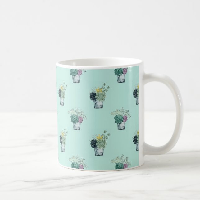 Taza De Café Colección de la felicidad de plantas | Suculentos (Derecha)