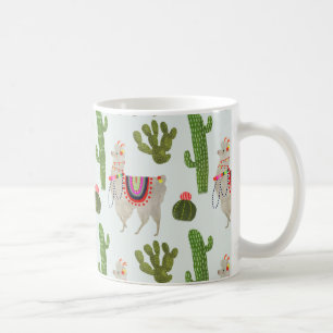 Taza De Café Colección de Llamarama   Patrón Cactus & Llama