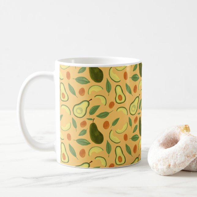 Taza De Café Colección de patrones de cestas de frutas - Aguaca (Con donut)