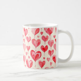 Taza De Café Colección de patrones de corazón con acuarela