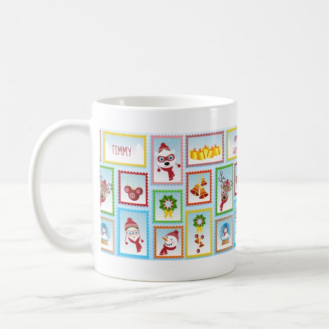 Taza De Café Colección de sellos de navidades Café personalizab (Izquierda)