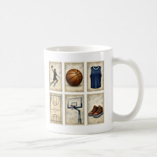 Taza De Café Colección de Sellos Deportivos de Baloncesto Vinta