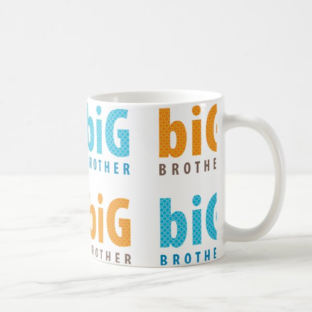 Taza De Café COLECCIÓN DE SIBLINGS - hermano mayor {aqua+naranj (Derecha)