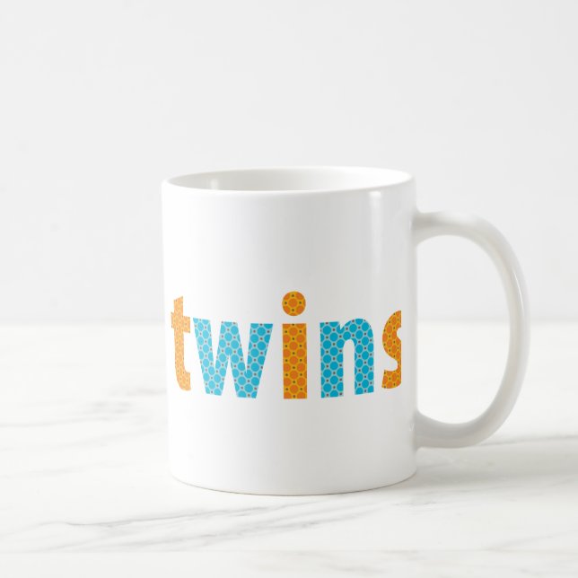 Taza De Café COLECCIÓN DE TWINS - niños {naranja + aqua} (Derecha)