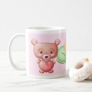 Taza De Café Colección del corazón del oso - rosa