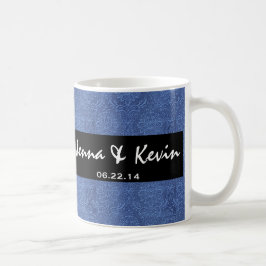 Taza De Café Colección del damasco de la boda del azul francés