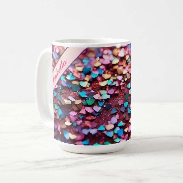 Taza De Café Colección holográfica de moda opal de purpurina (Anverso izquierdo)