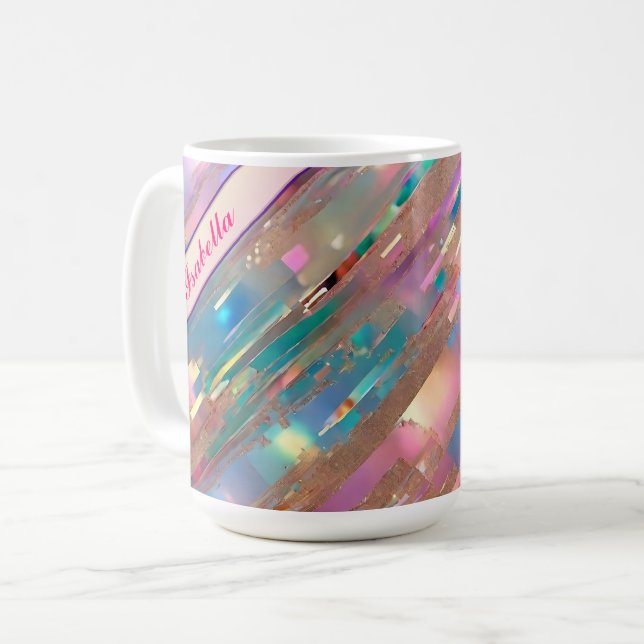 Taza De Café Colección holográfica opal de Purpurina moderno (Anverso izquierdo)