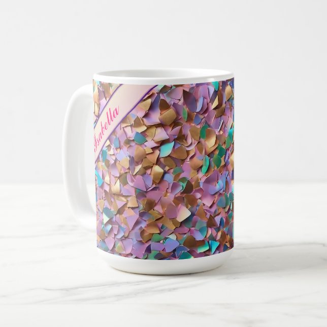 Taza De Café Colección holográfica opal moderna purpurina (Anverso izquierdo)