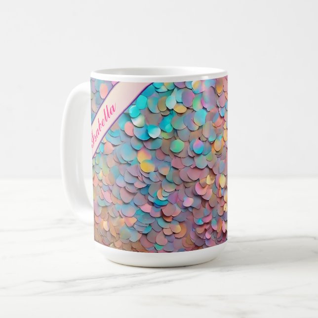 Taza De Café Colección moderna holográfica purpurina Opal (Anverso izquierdo)
