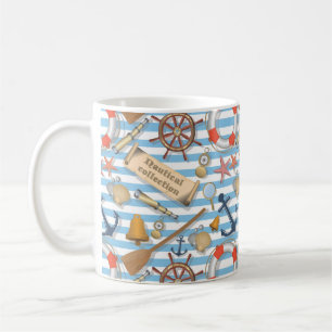 Taza De Café Colección náutica completa y pura de artículos mar