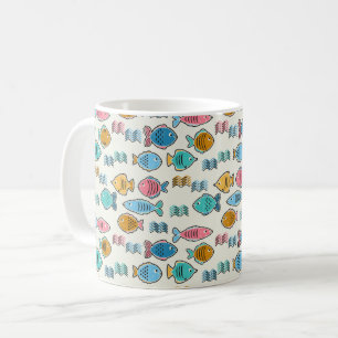 Taza De Café Colegio de huellas de bloques de pescado