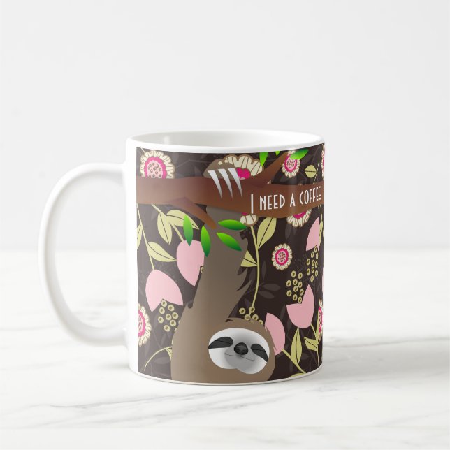 Taza De Café Colgando La Leche Durmiente Necesito Un Café Marró (Izquierda)