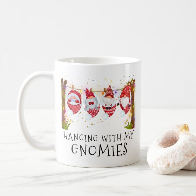 Taza De Café Colgar con mis cómicos Navidades monograma (Con donut)
