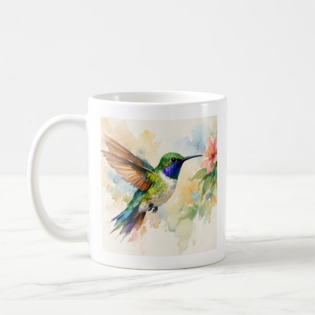 Taza De Café Colibrí Acuarela (Izquierda)