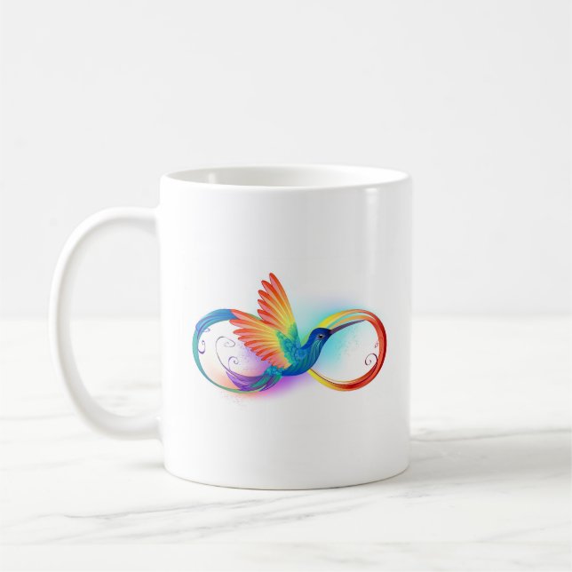 Taza De Café Colibrí arcoiris con símbolo Infinity (Izquierda)