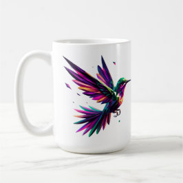 Taza De Café Colibrí Arcoíris Geométrico – Arte Moderno Vibrant