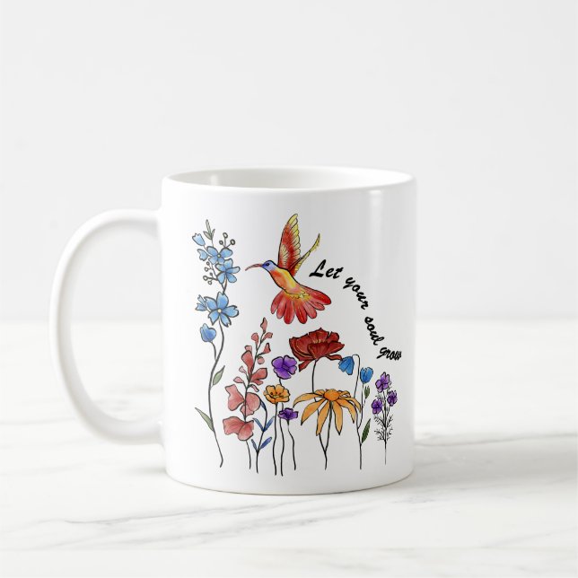 Taza De Café colibrí de flores de bonito que tu alma crezca (Izquierda)