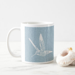 Taza De Café Colibrí elegante azul y blanco