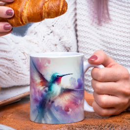 Taza De Café Colibrí elegante en acuarela