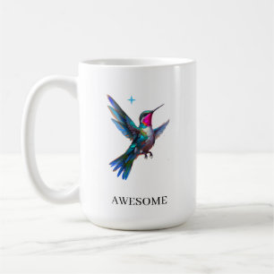 Taza De Café Colibrí elegante sobre blanco