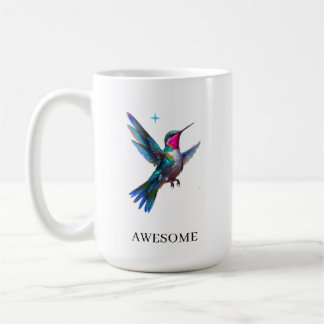 Taza De Café Colibrí elegante sobre blanco