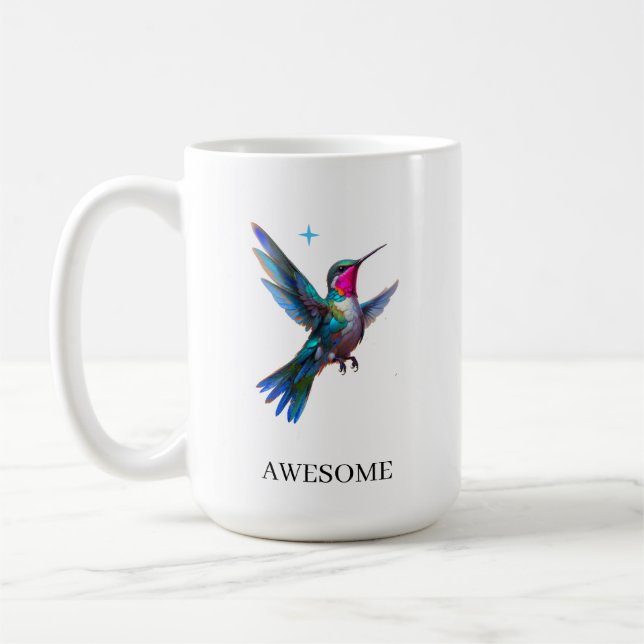 Taza De Café Colibrí elegante sobre blanco (Izquierda)