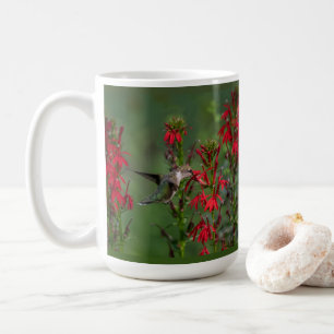 Taza De Café Colibrí En La Flor Cardinal