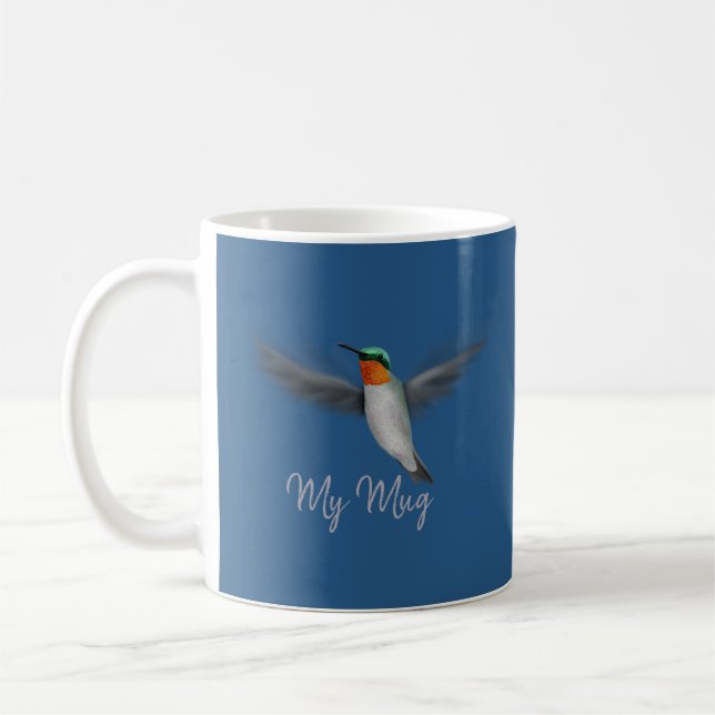Taza De Café Colibrí Ilustrado Personalizado (Izquierda)