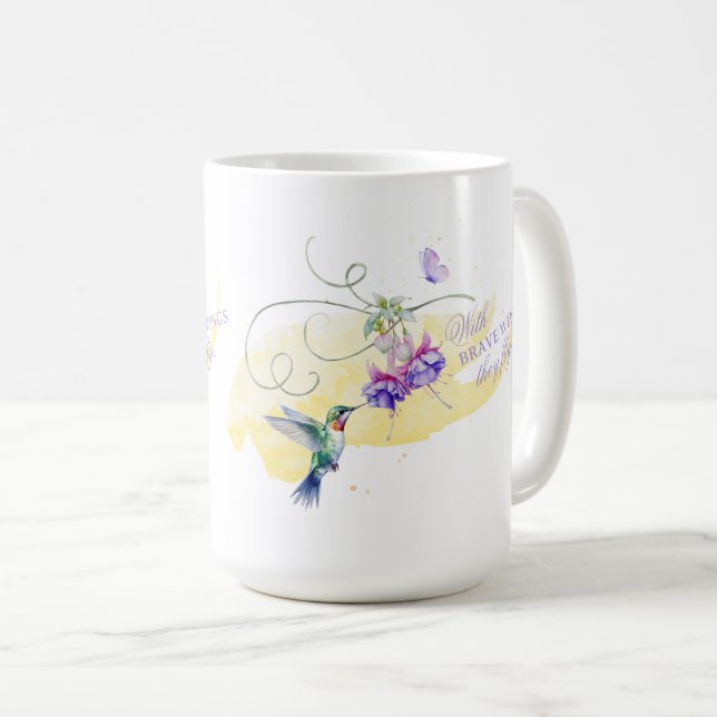 Taza De Café Colibrí inspirador y mariposa (Anverso derecho)